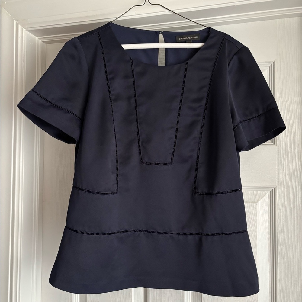 Banana Republic Blue Boxy Short Sleeve Blouse